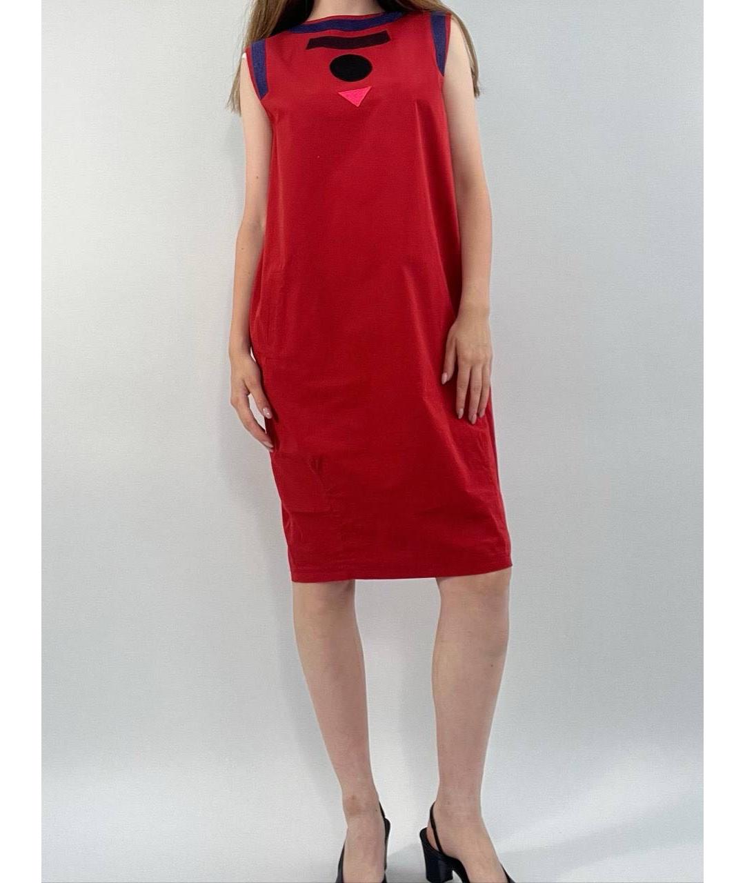 BOTTEGA VENETA Красное хлопковое повседневное платье, фото 4