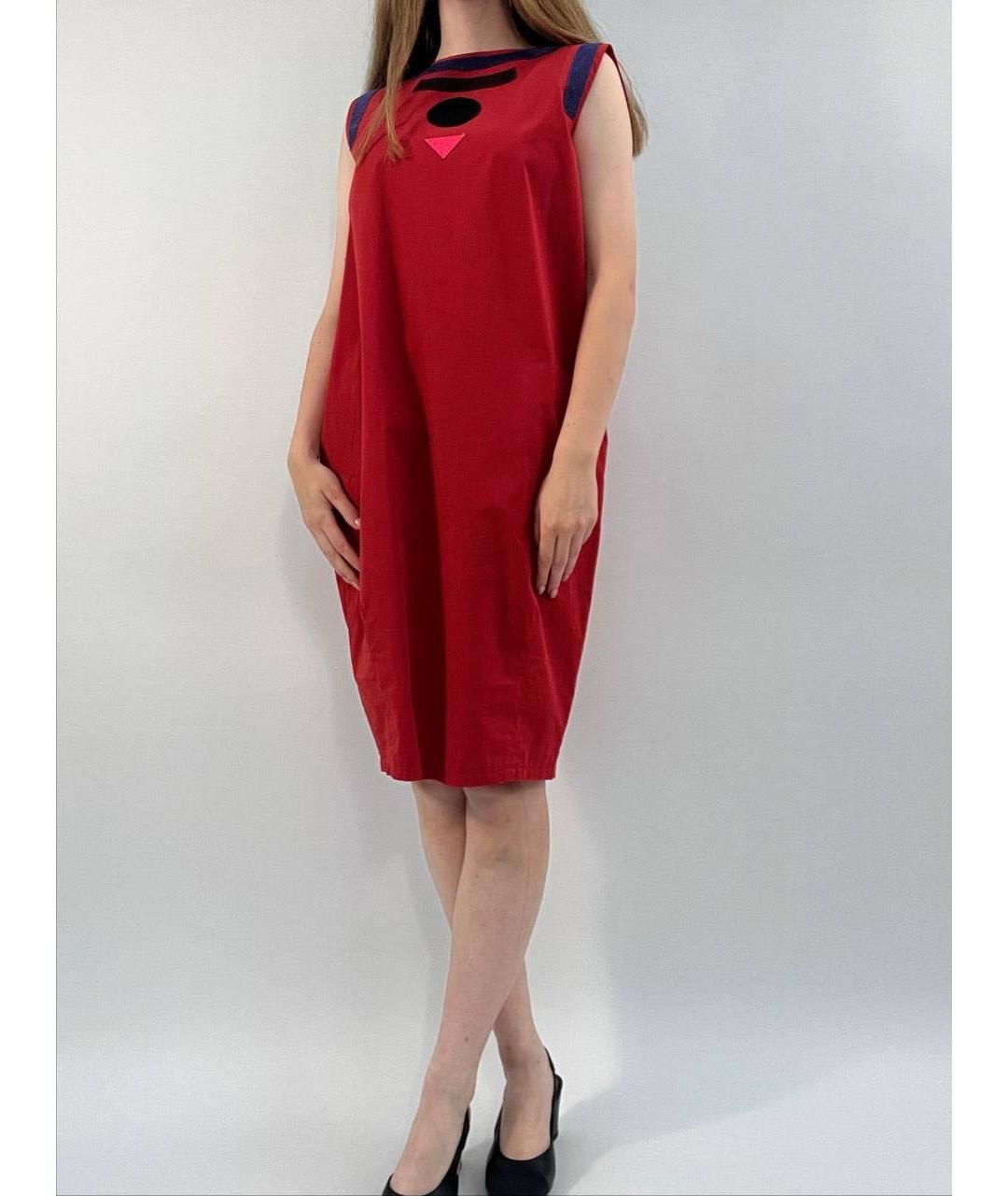 BOTTEGA VENETA Красное хлопковое повседневное платье, фото 7