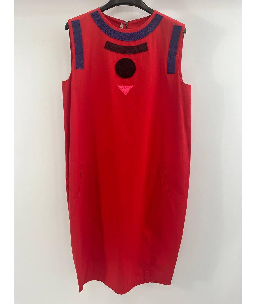 BOTTEGA VENETA Красное хлопковое повседневное платье, фото 8