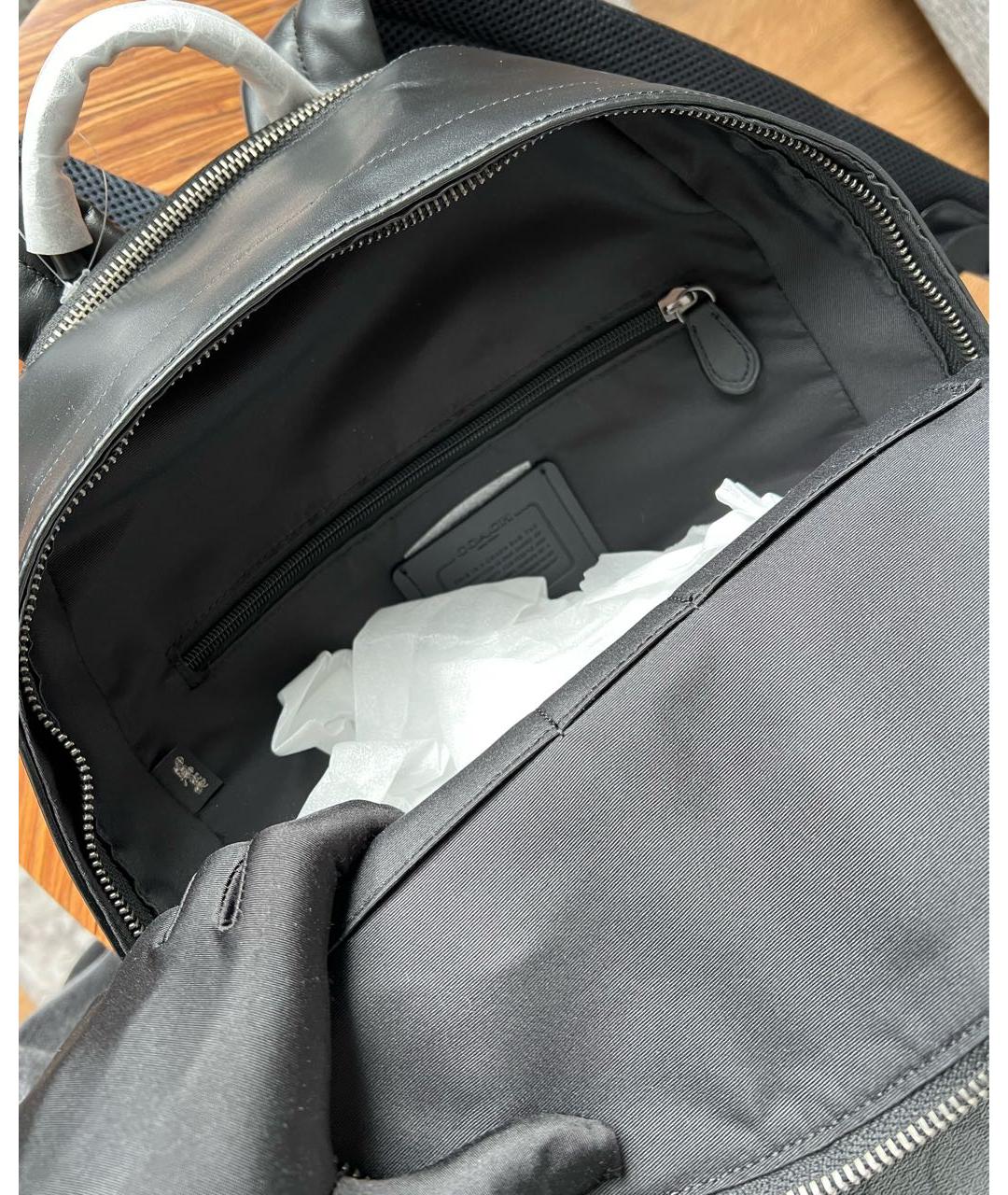 COACH Черный кожаный рюкзак, фото 7