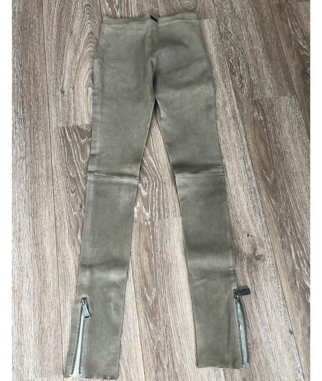 PHILIPP PLEIN Бежевые кожаные брюки узкие, фото 2