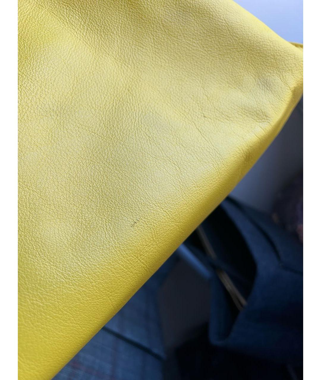 BALENCIAGA Желтая кожаная сумка тоут, фото 5