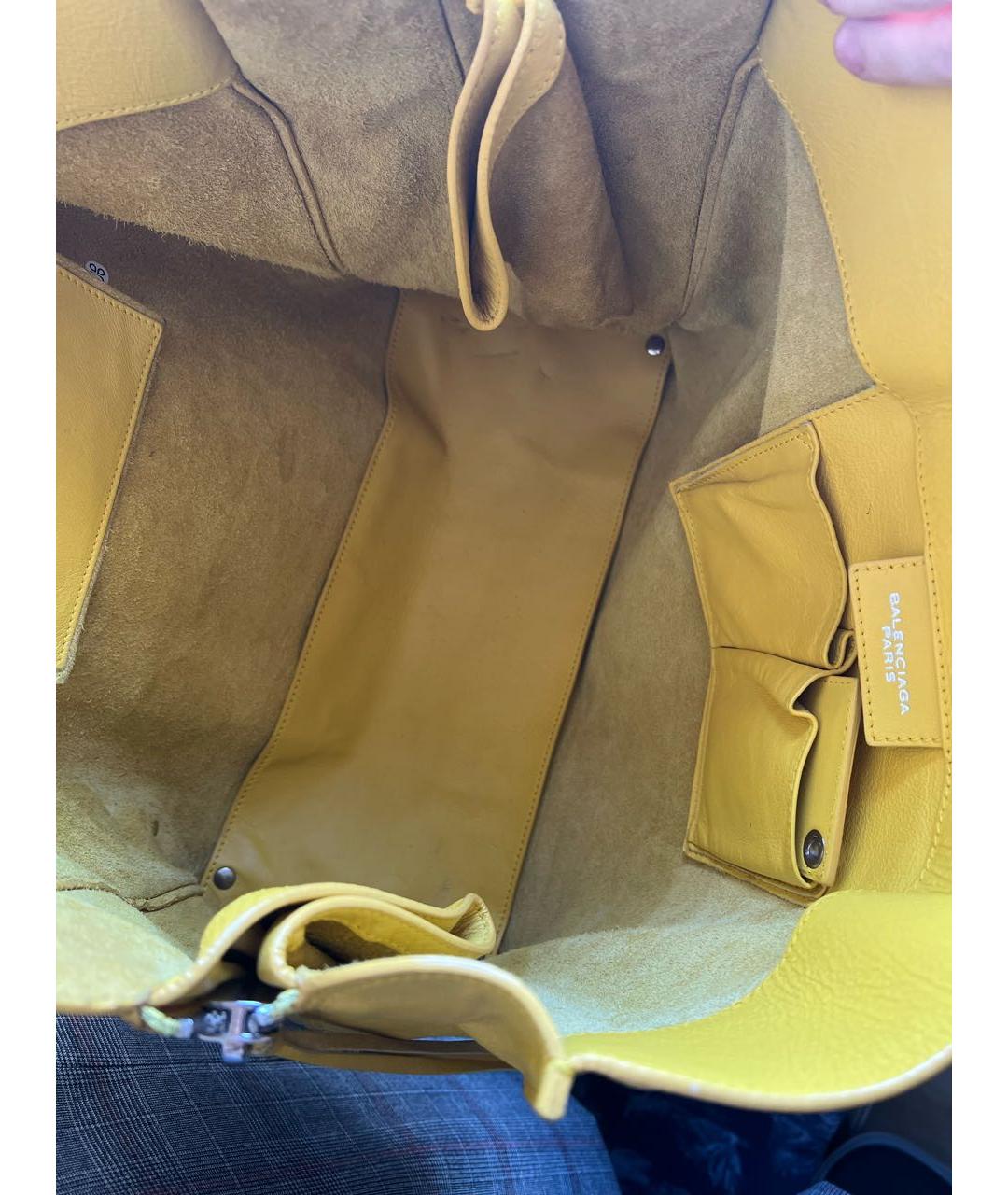 BALENCIAGA Желтая кожаная сумка тоут, фото 4