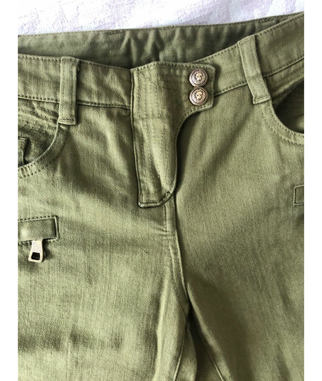 BALMAIN Хаки хлопковые брюки узкие, фото 6