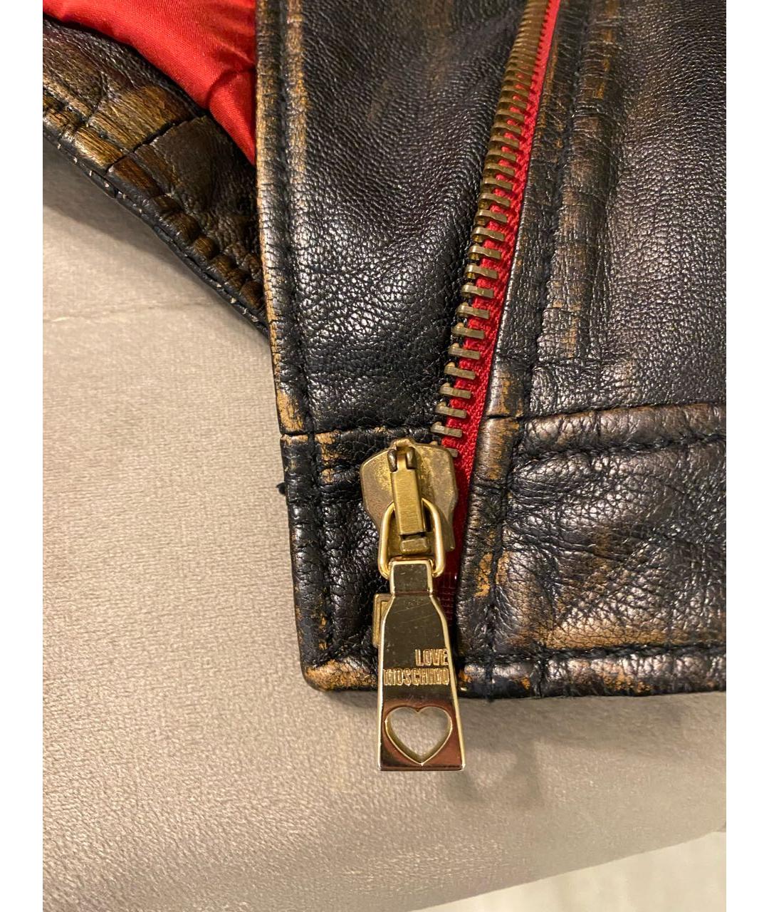 LOVE MOSCHINO Коричневая кожаная куртка, фото 6