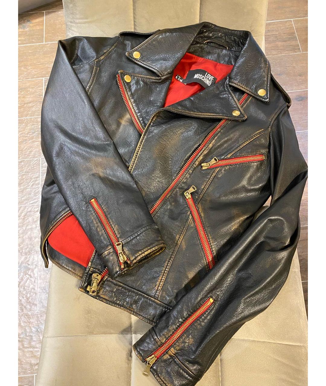 LOVE MOSCHINO Коричневая кожаная куртка, фото 5