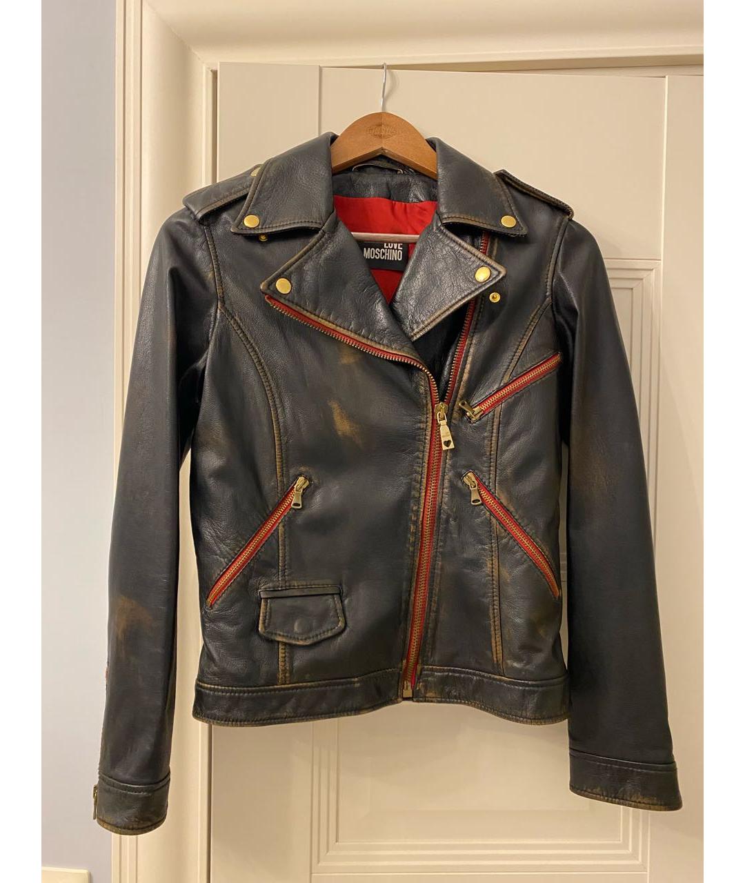 LOVE MOSCHINO Коричневая кожаная куртка, фото 9