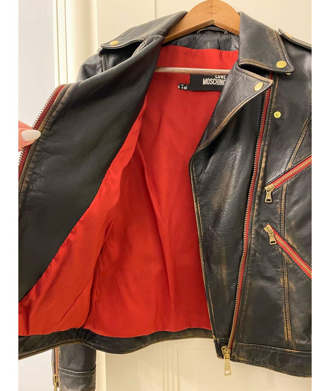 LOVE MOSCHINO Коричневая кожаная куртка, фото 8