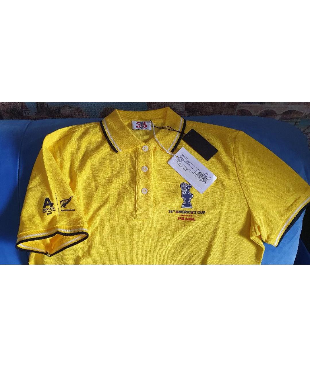 PRADA Желтая хлопковая футболка, фото 4