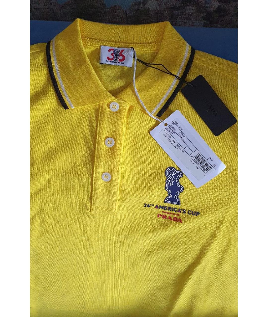 PRADA Желтая хлопковая футболка, фото 3