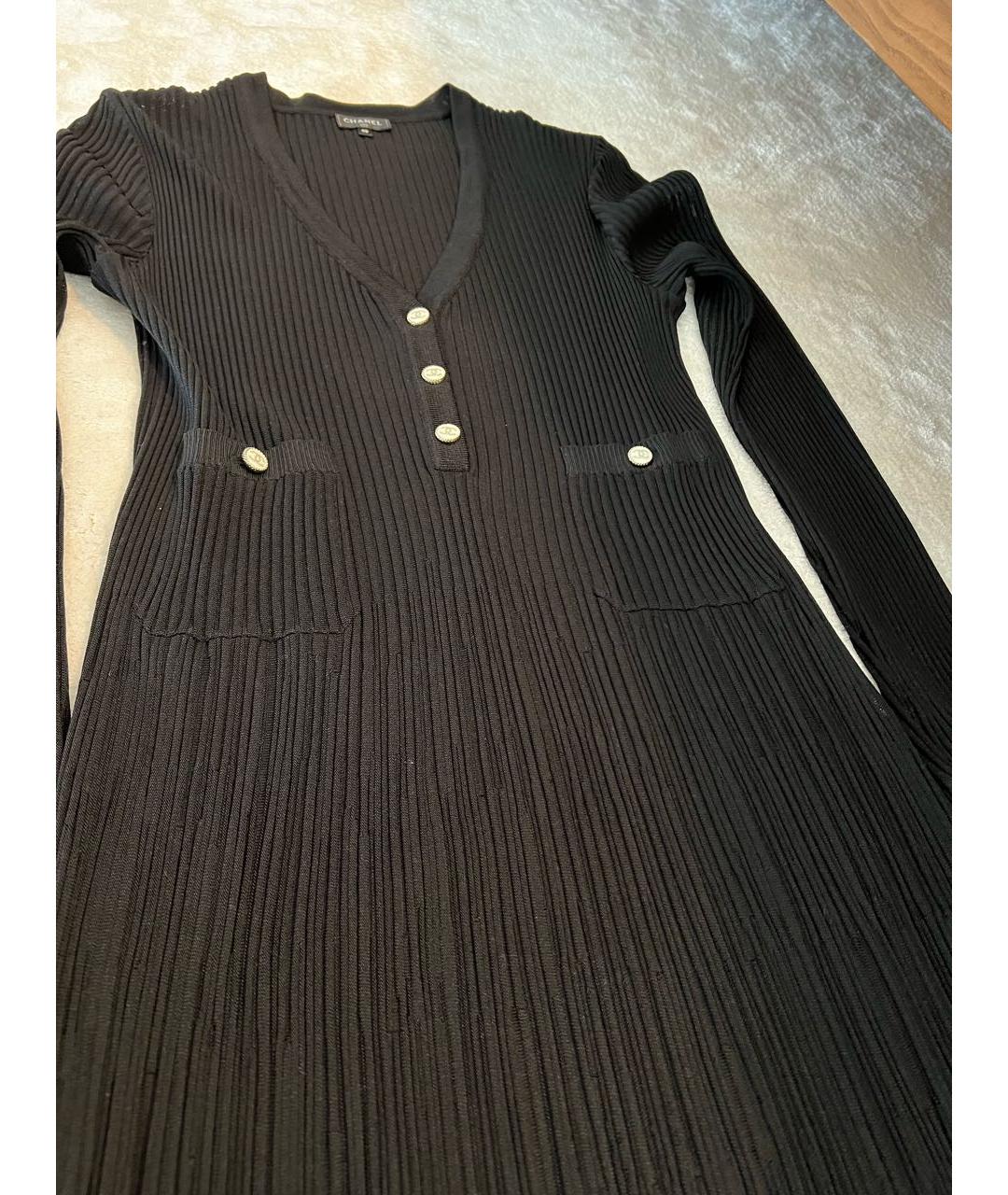CHANEL PRE-OWNED Черное шелковое повседневное платье, фото 2