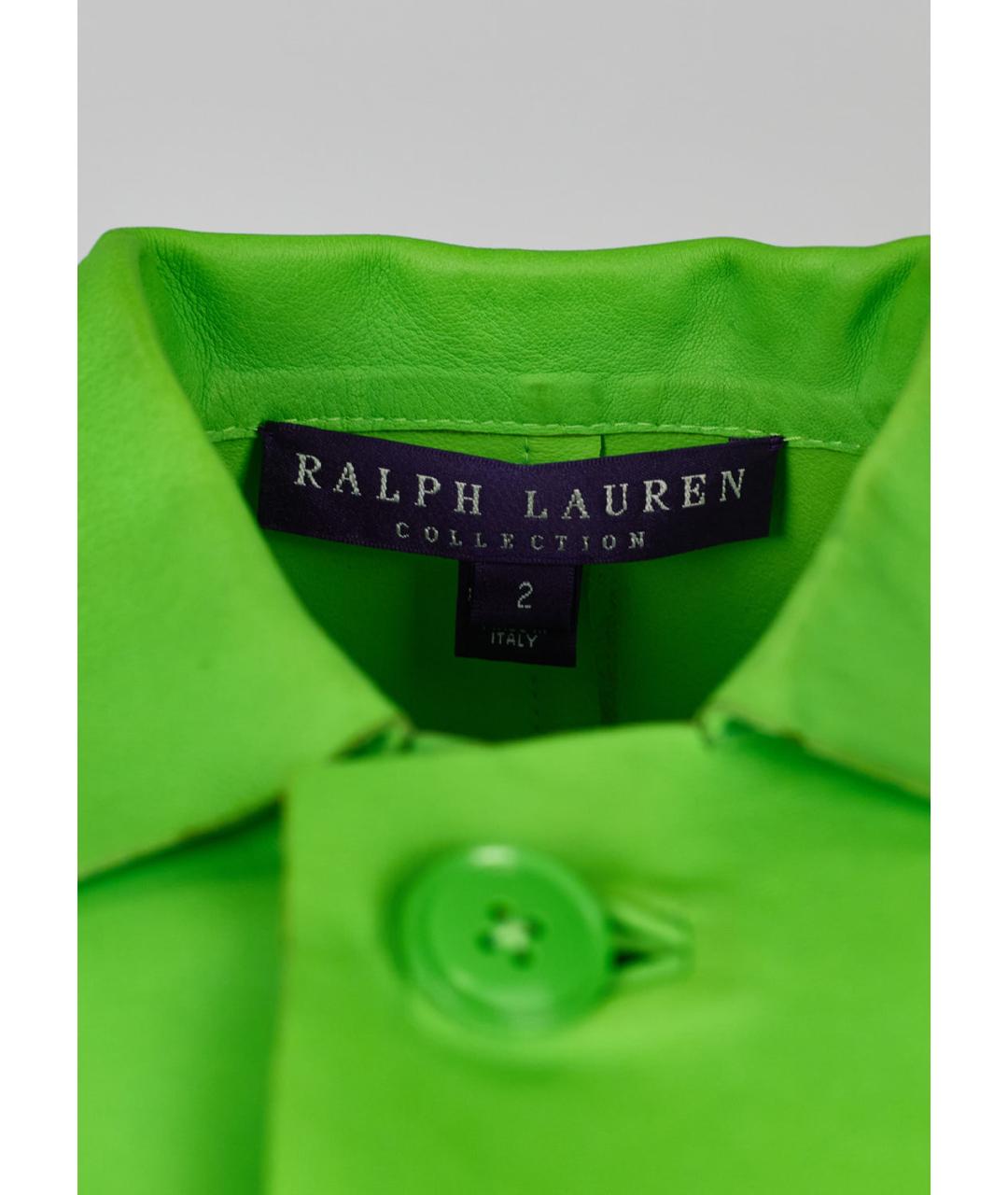 RALPH LAUREN Зеленый кожаный тренч/плащ, фото 3