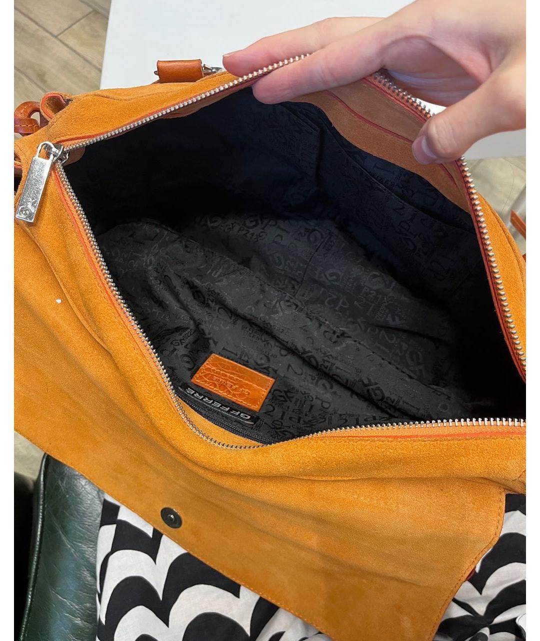 GIANFRANCO FERRE Оранжевая замшевая сумка с короткими ручками, фото 2