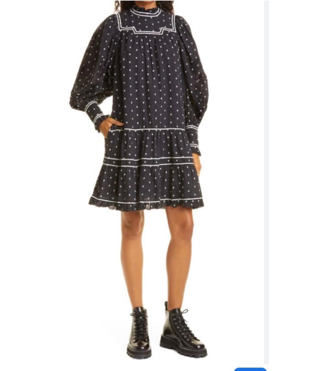 ULLA JOHNSON Черное хлопковое повседневное платье, фото 6