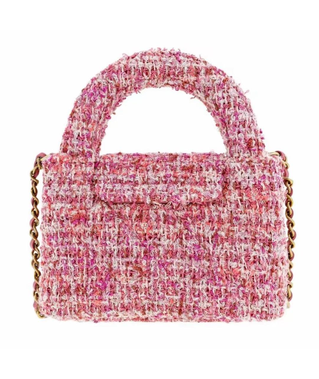 CHANEL PRE-OWNED Розовая тканевая сумка с короткими ручками, фото 3