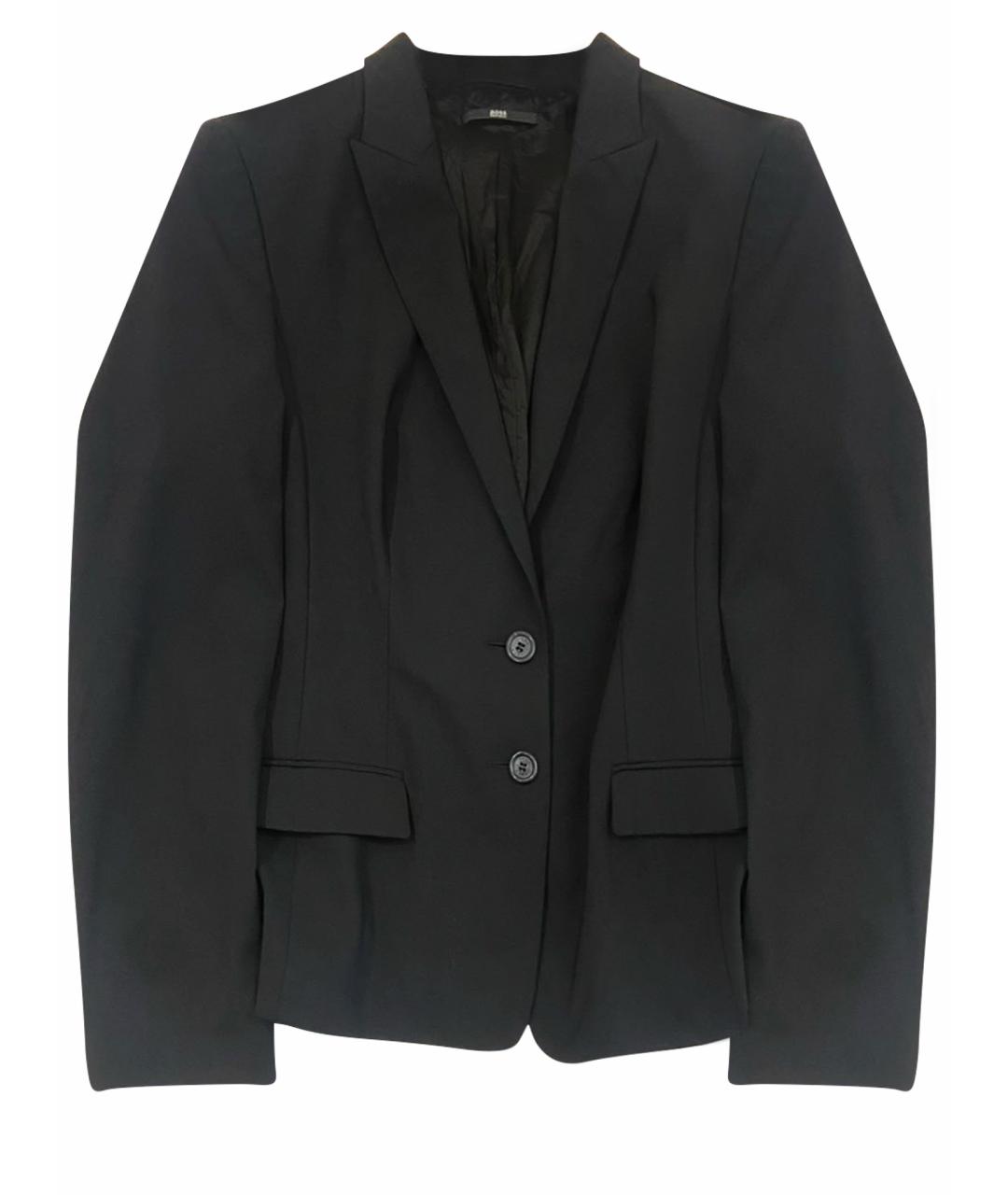 HUGO BOSS Черный шерстяной жакет/пиджак, фото 1