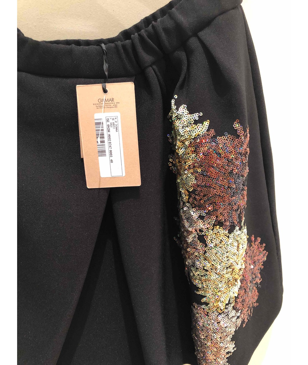 NO. 21 Черная полиэстеровая юбка мини, фото 2