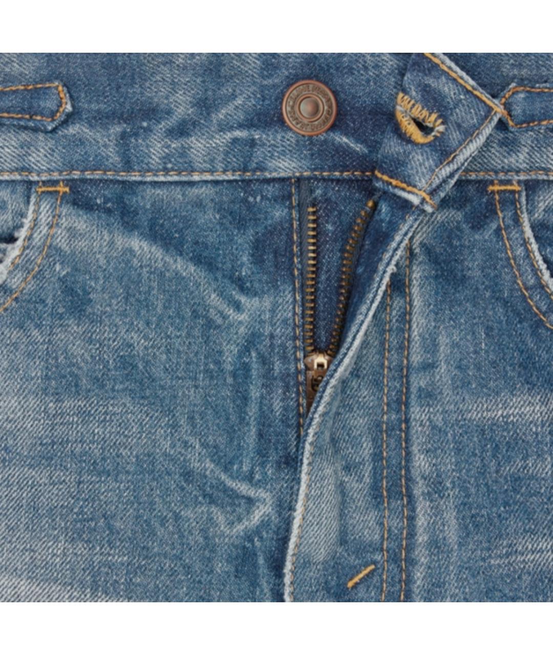 CELINE Синие хлопковые прямые джинсы, фото 5