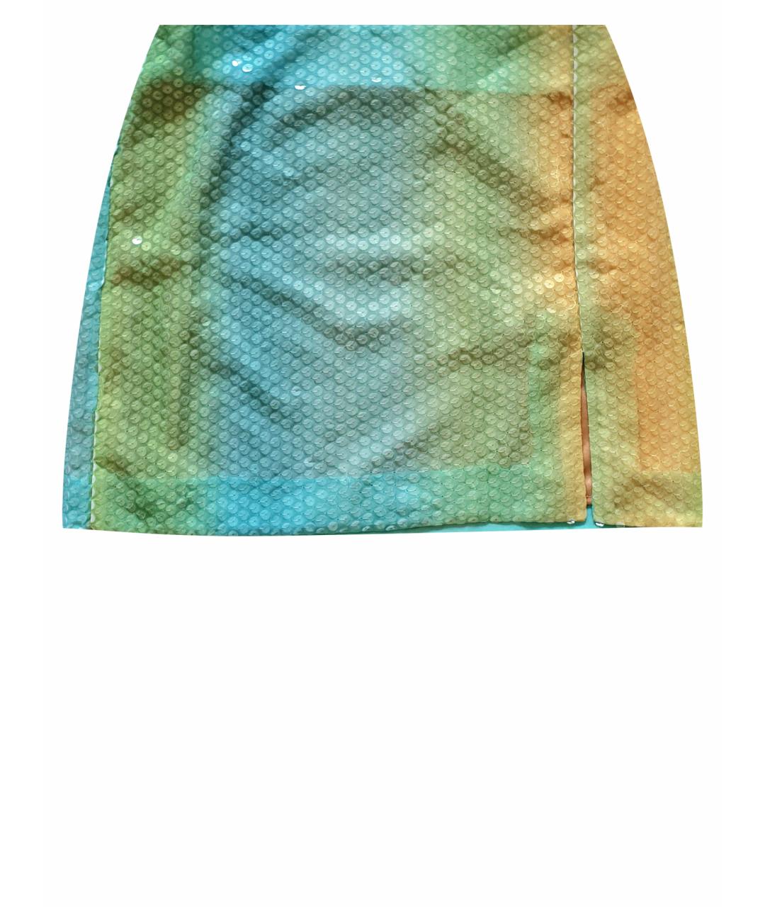 VERSACE JEANS COUTURE Бирюзовая полиэстеровая юбка мини, фото 1
