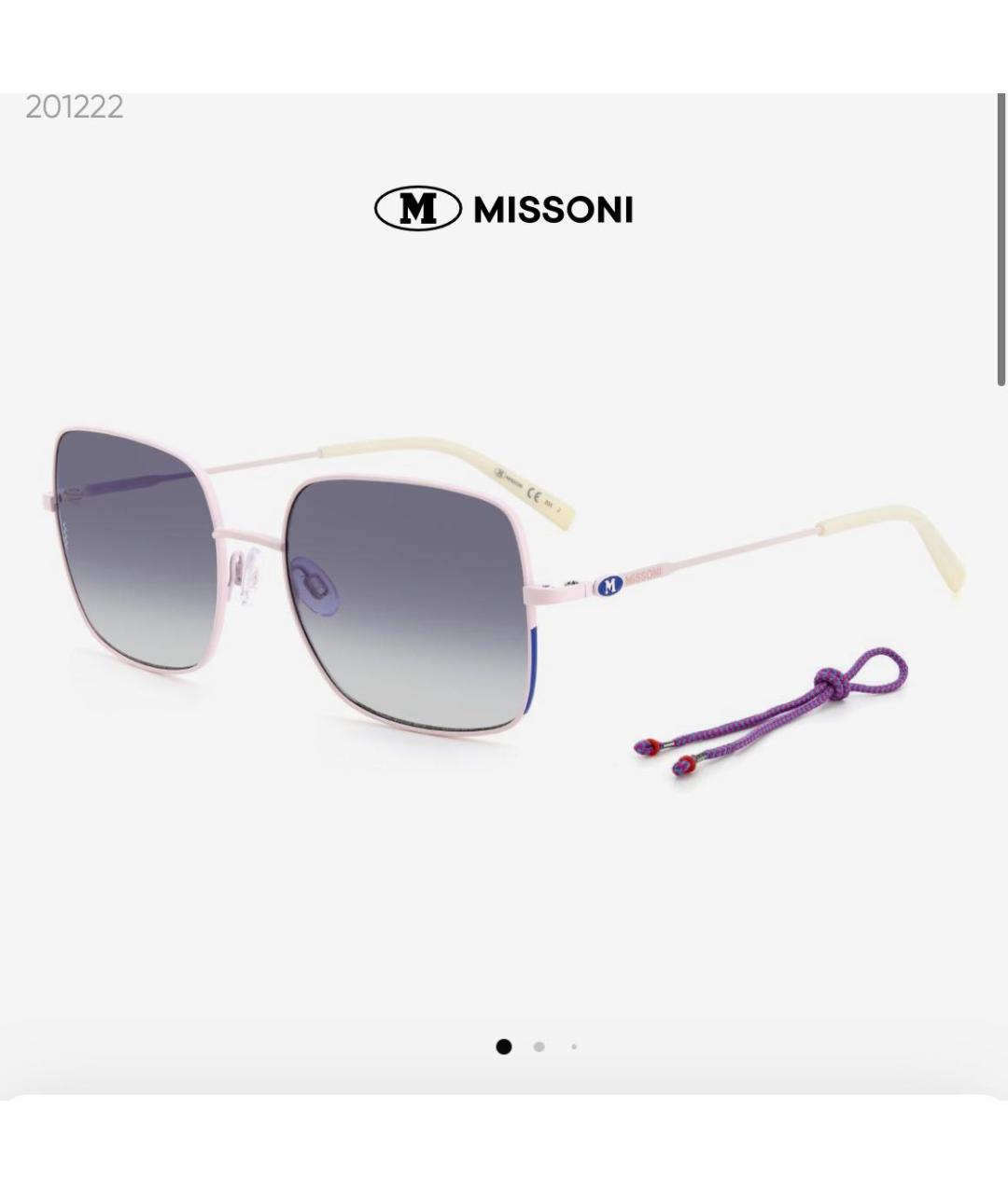 M MISSONI Розовые металлические солнцезащитные очки, фото 4