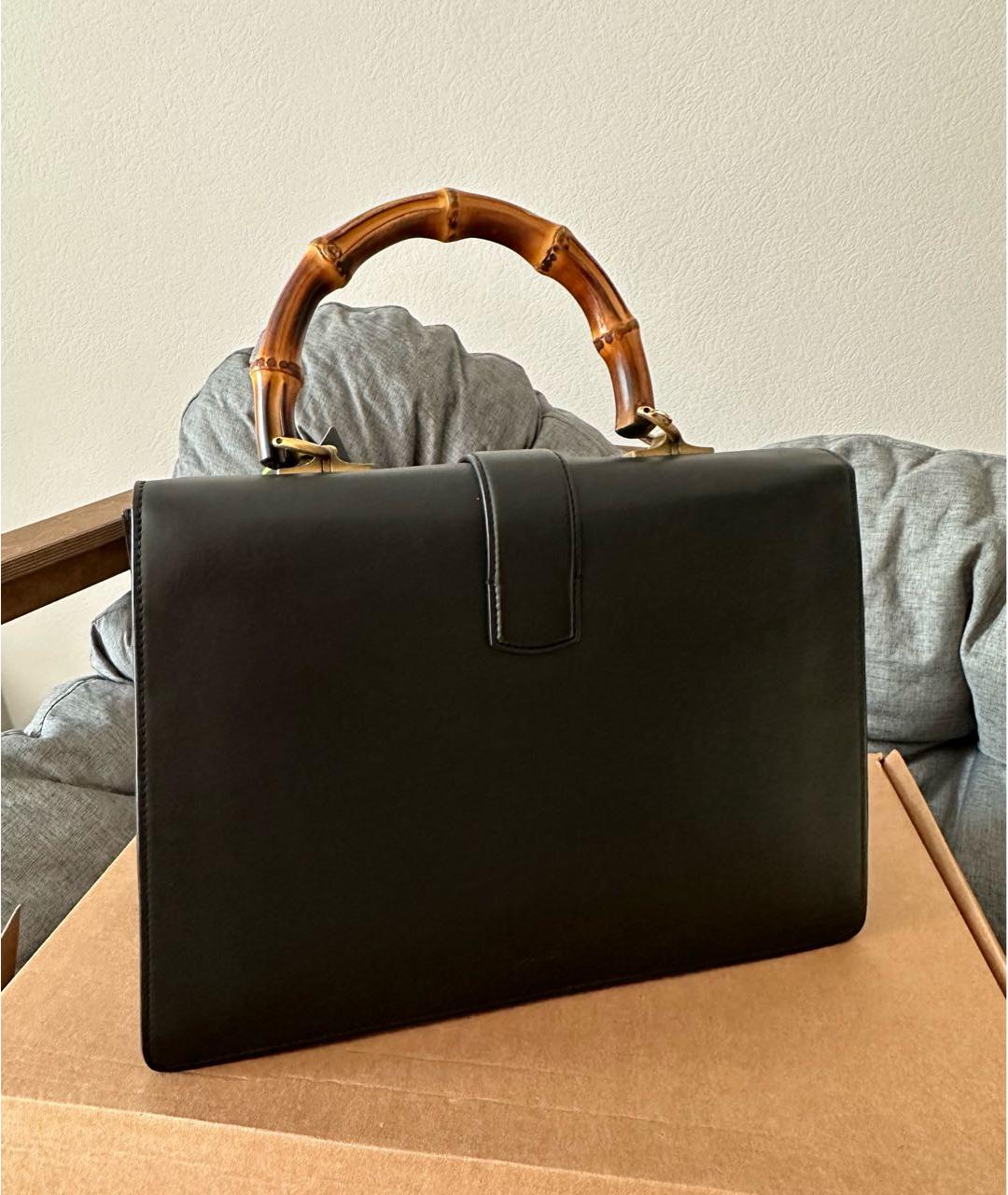GUCCI Черная кожаная сумка с короткими ручками, фото 3