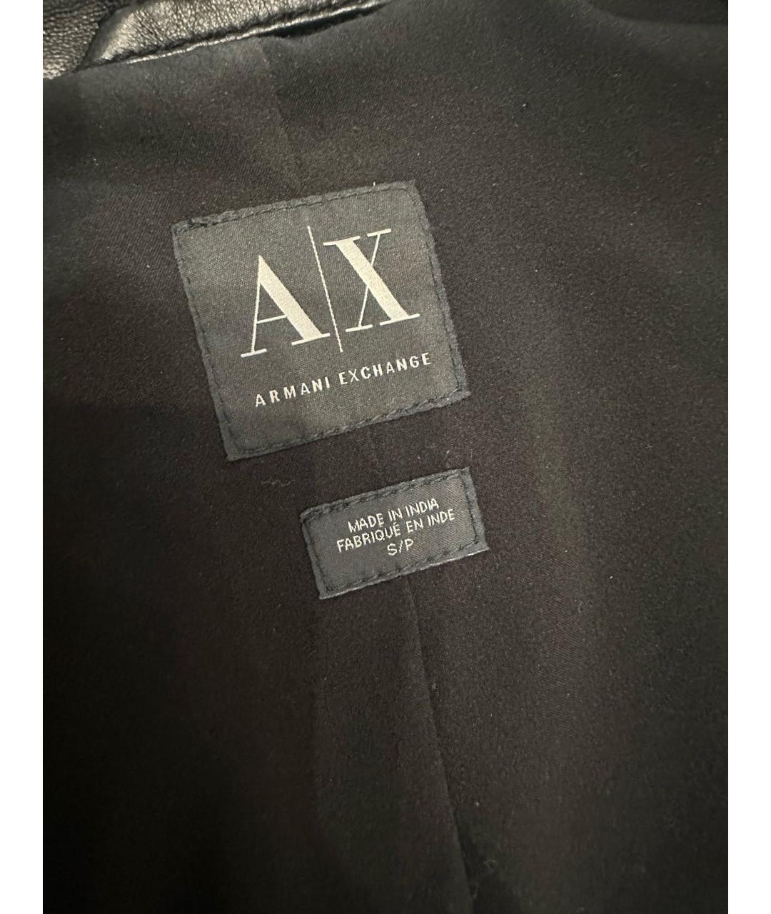 ARMANI EXCHANGE Черная кожаная куртка, фото 3