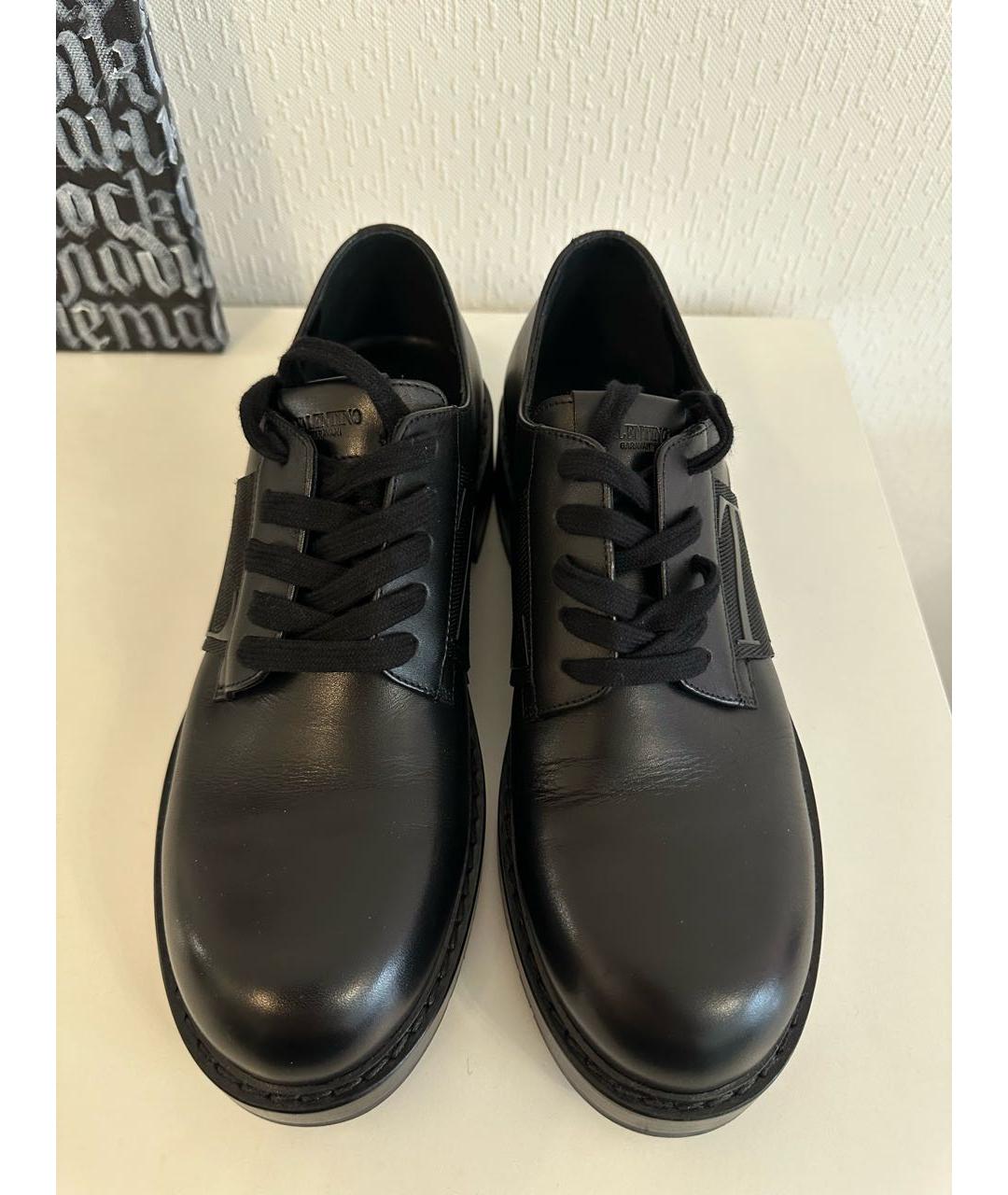 VALENTINO Черные кожаные низкие ботинки, фото 3