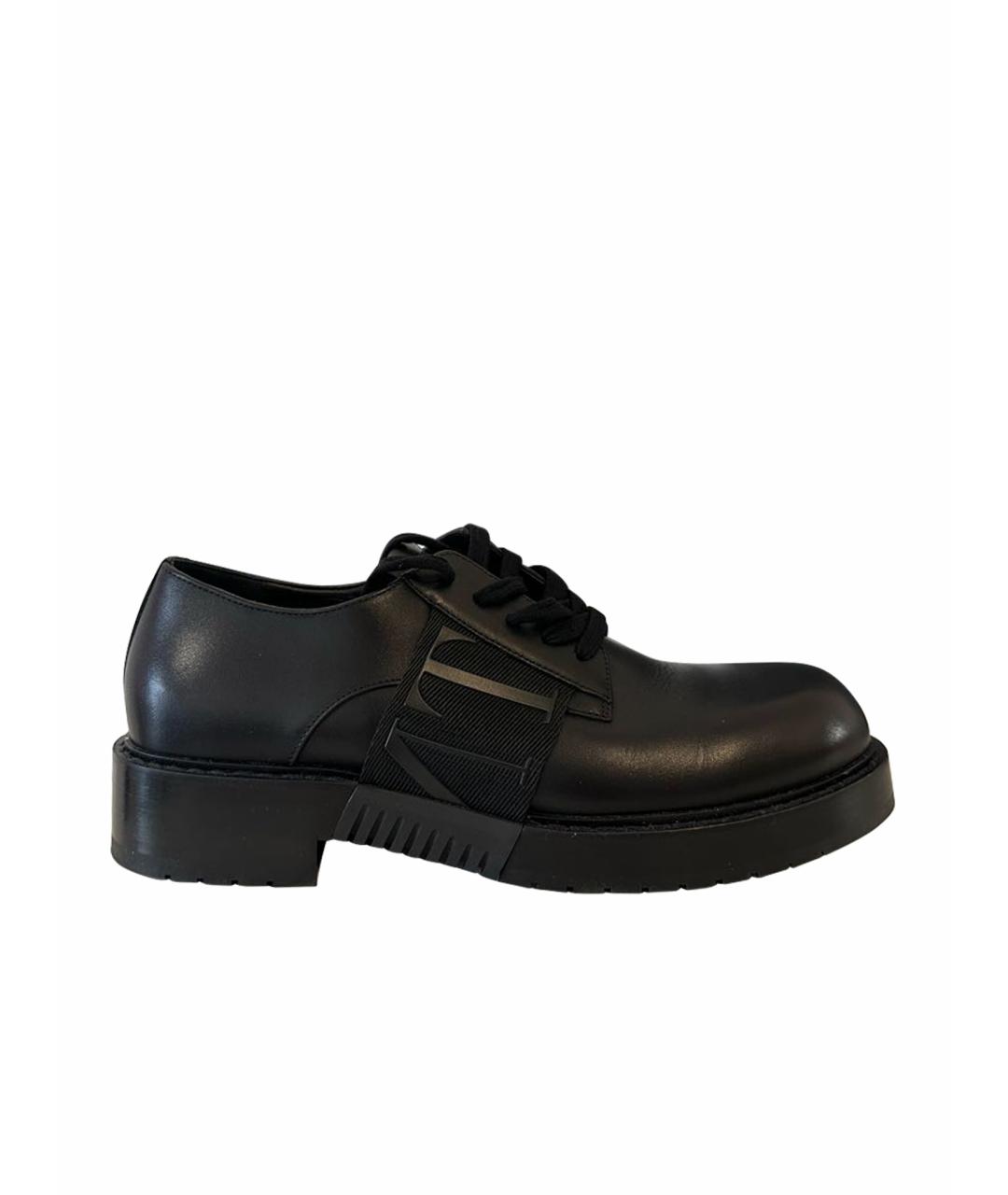 VALENTINO Черные кожаные низкие ботинки, фото 1
