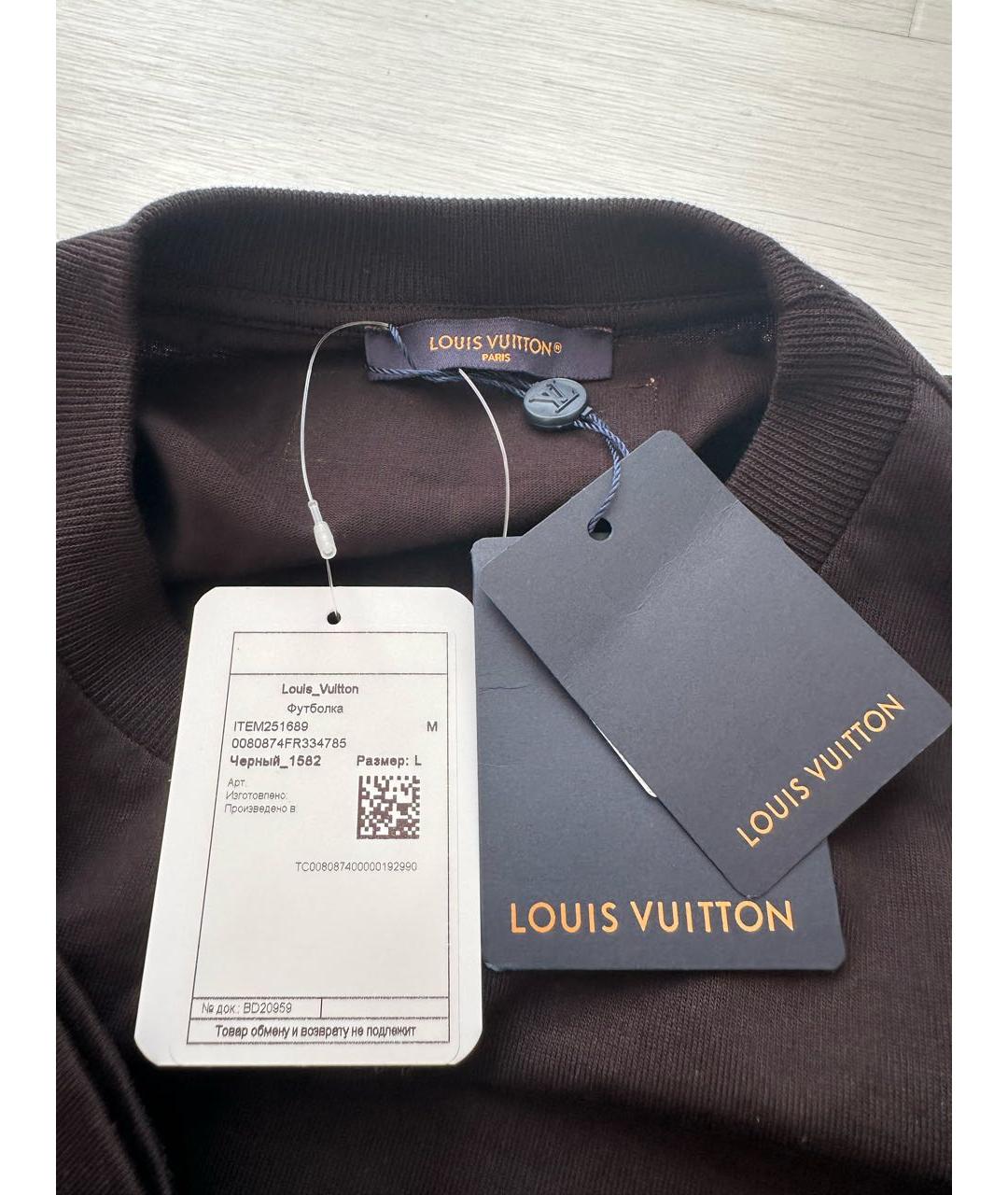 LOUIS VUITTON PRE-OWNED Черная хлопковая футболка, фото 3