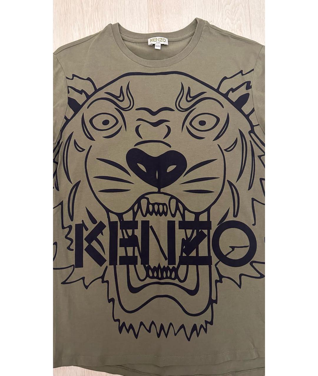 KENZO KIDS Хаки хлопковая детская футболка, фото 4