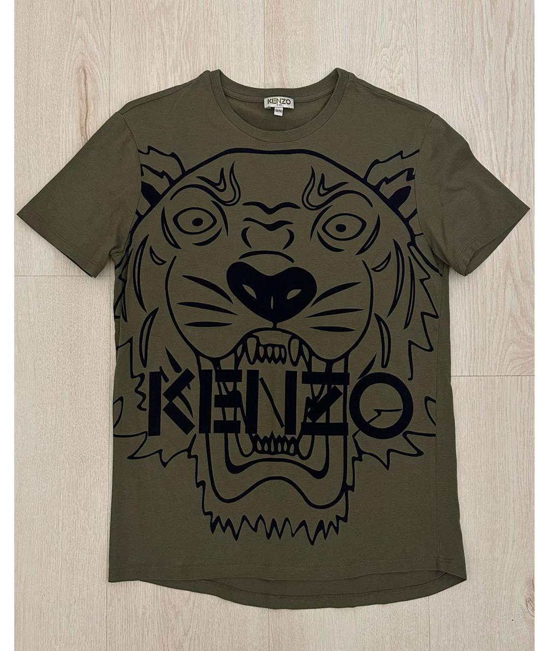 KENZO KIDS Хаки хлопковая детская футболка, фото 6