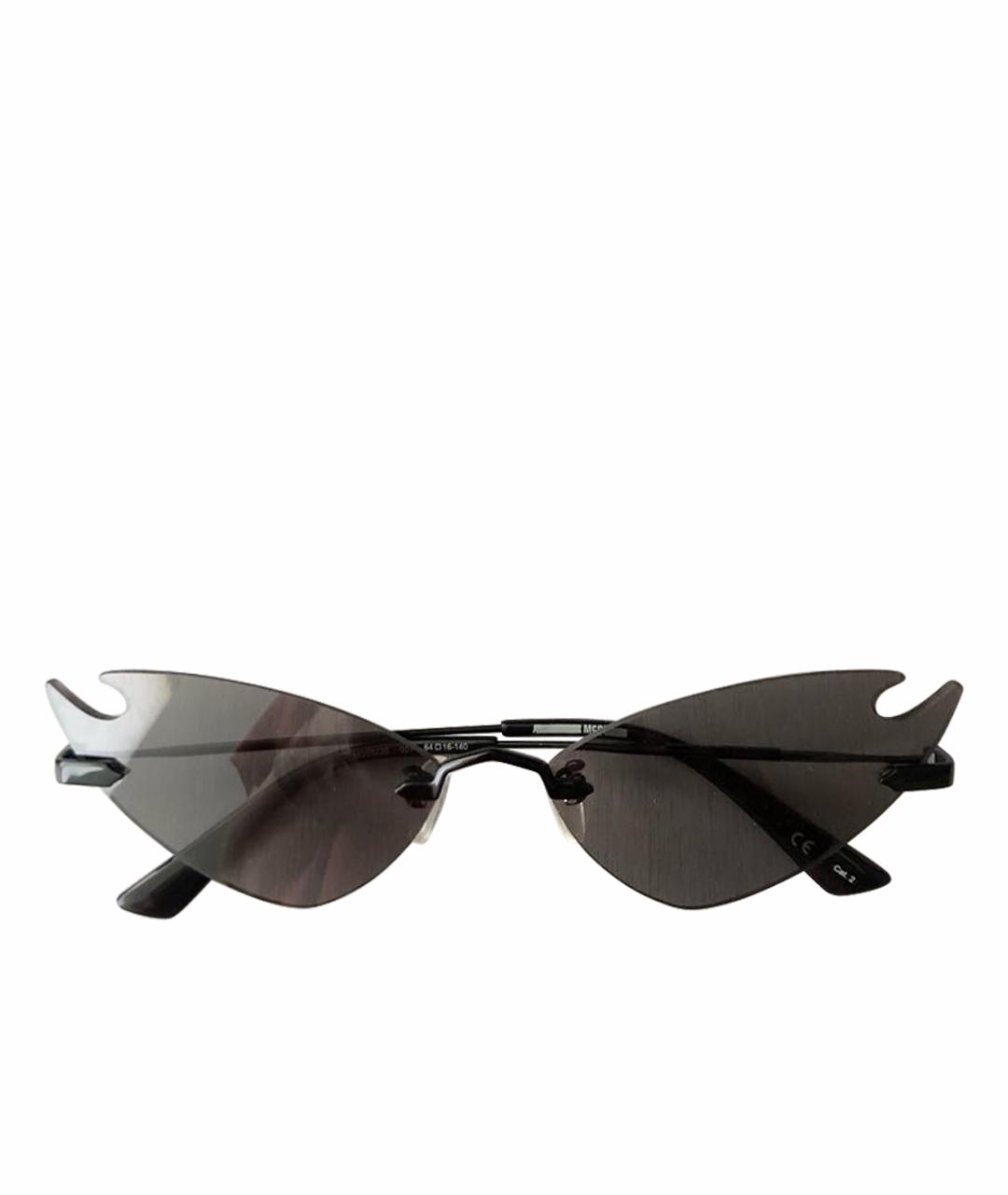 ALEXANDER MCQUEEN Антрацитовые металлические солнцезащитные очки, фото 1
