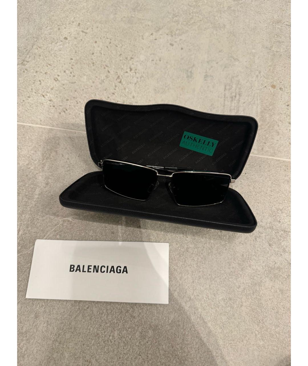 BALENCIAGA Антрацитовые металлические солнцезащитные очки, фото 4