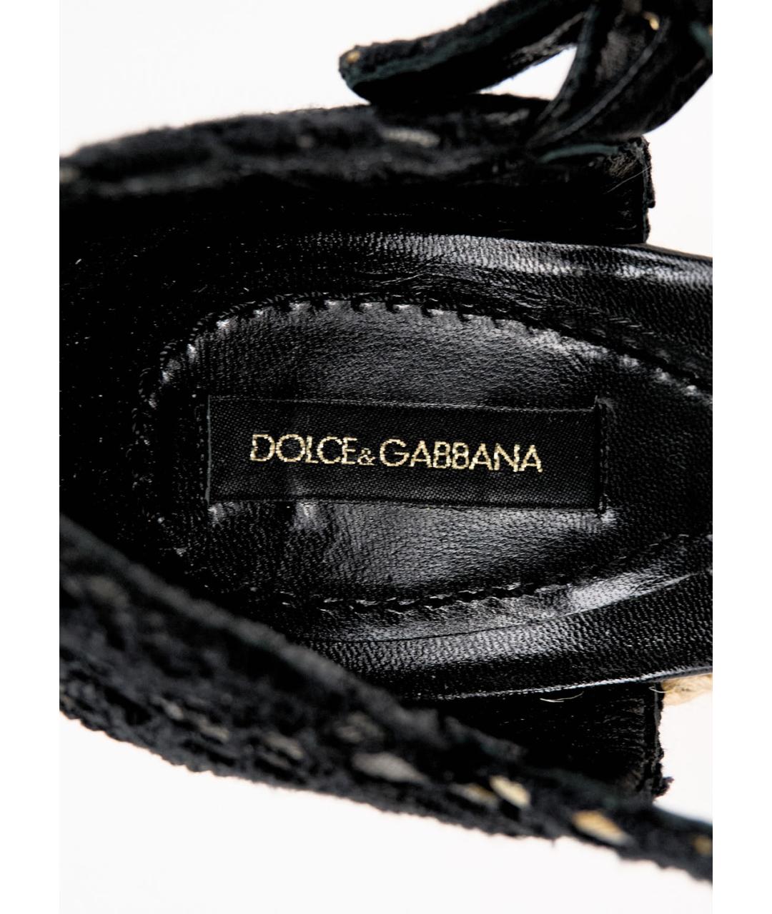 DOLCE&GABBANA Черные текстильные босоножки, фото 5