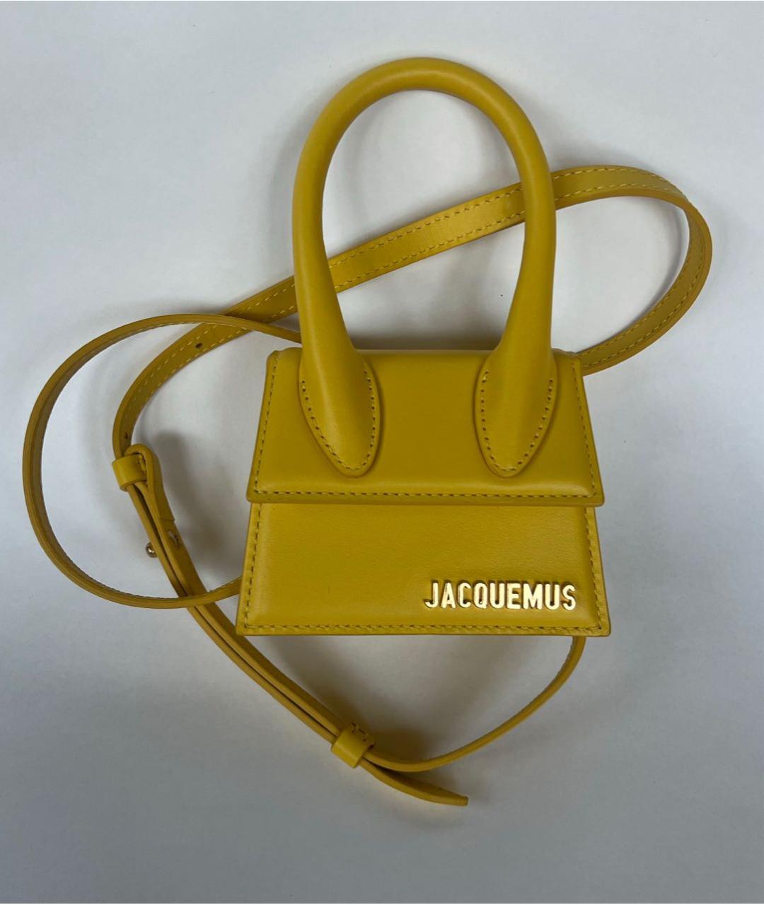 JACQUEMUS Желтая кожаная сумка через плечо, фото 4
