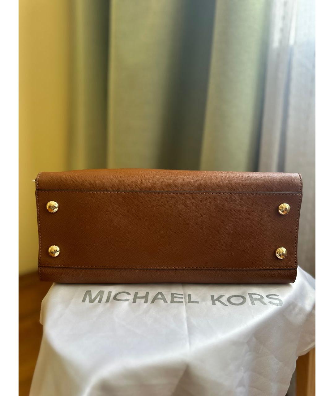 MICHAEL KORS Коричневая кожаная сумка тоут, фото 3