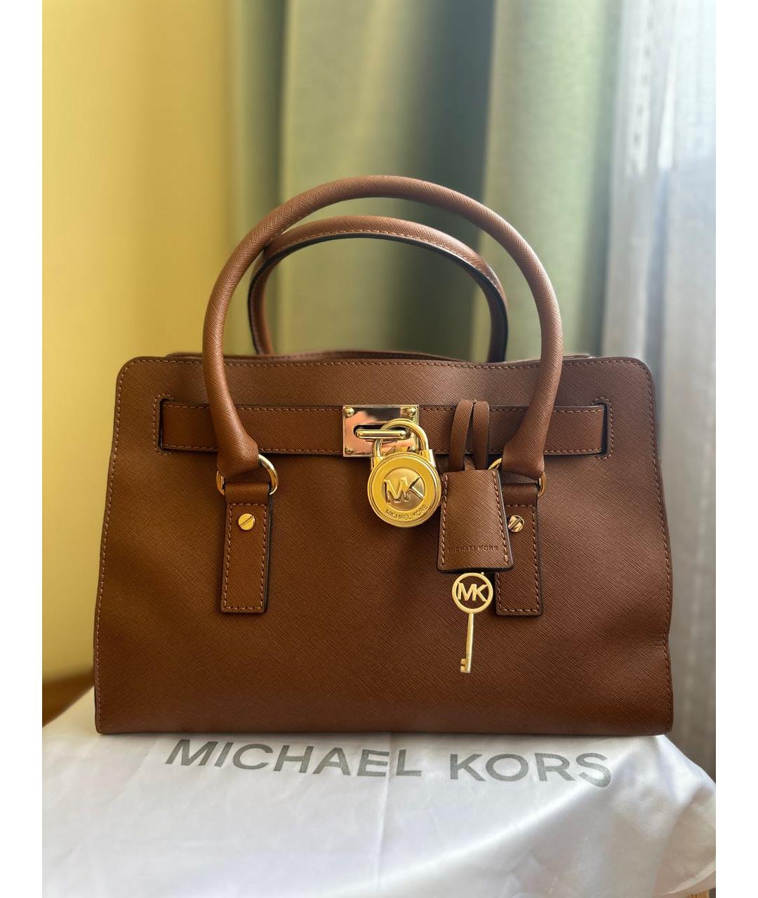 MICHAEL KORS Коричневая кожаная сумка тоут, фото 8