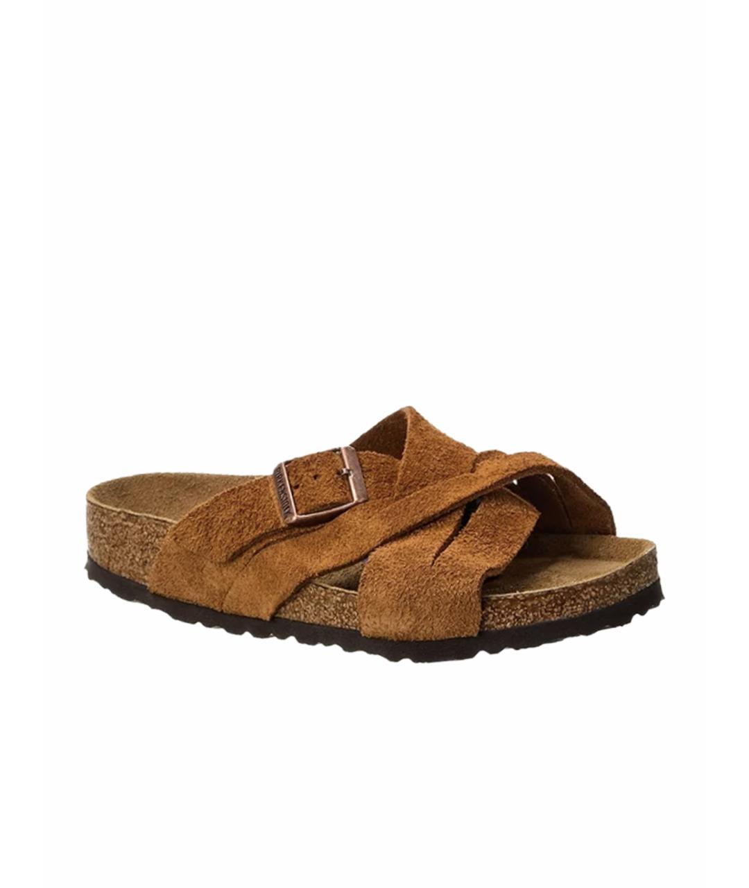 BIRKENSTOCK Коричневые замшевые сандалии, фото 1