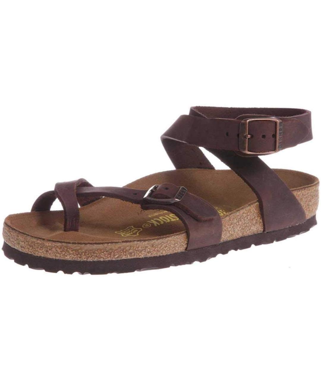 BIRKENSTOCK Коричневые кожаные сандалии, фото 8