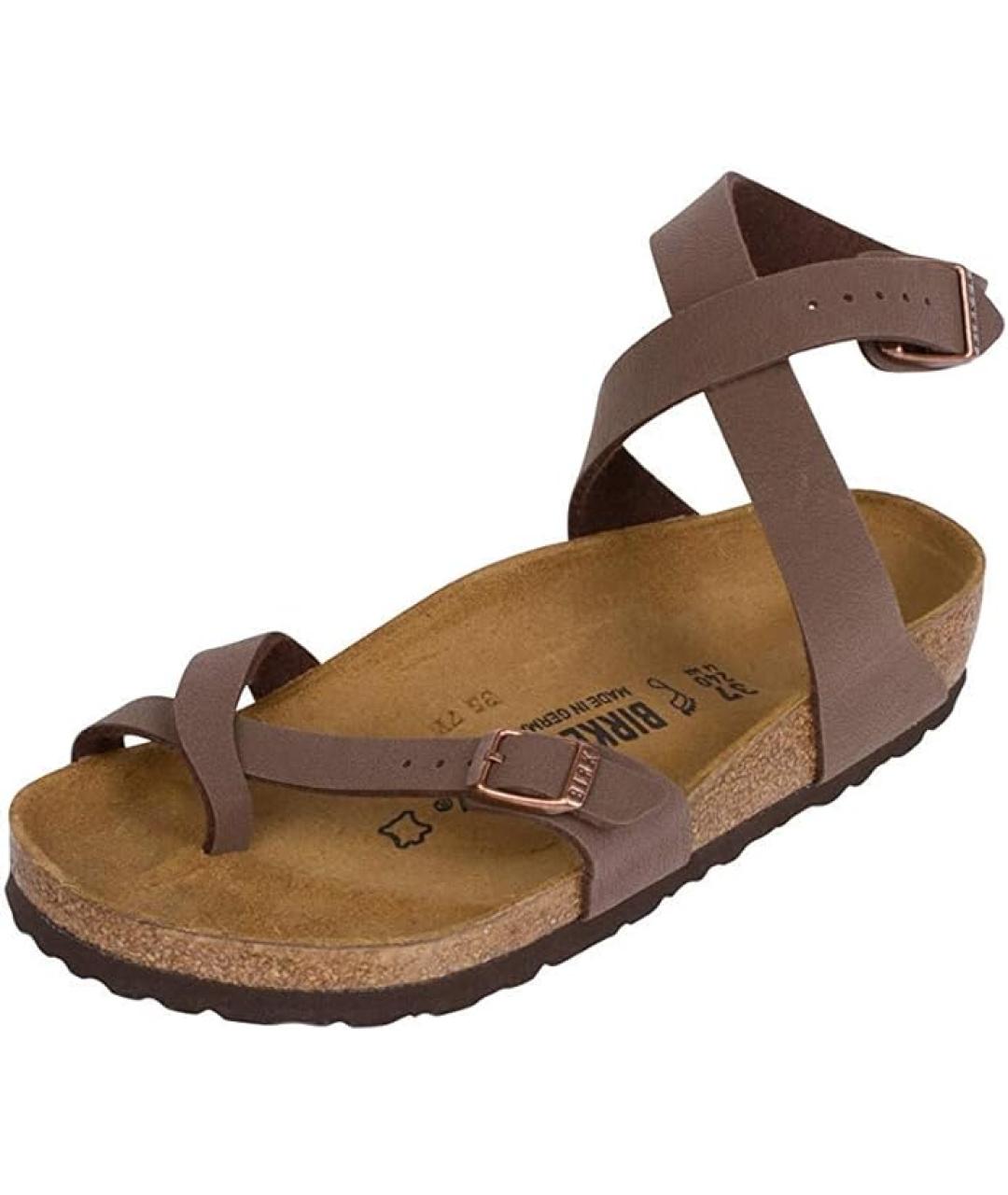 BIRKENSTOCK Коричневые кожаные сандалии, фото 4