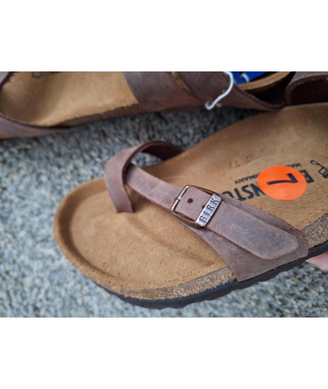 BIRKENSTOCK Коричневые кожаные сандалии, фото 6