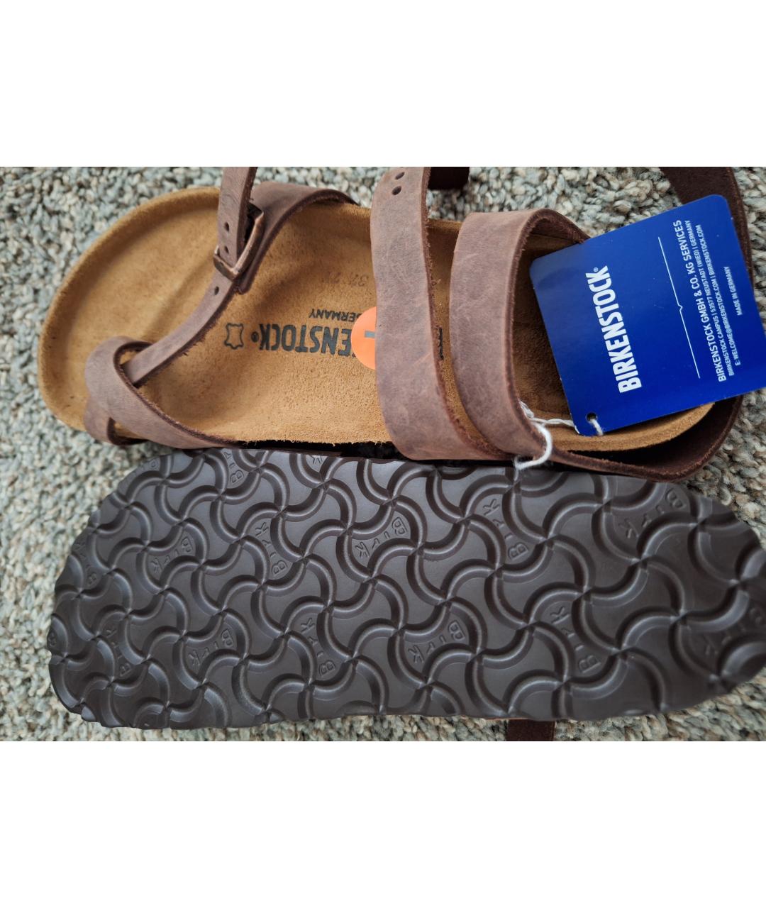 BIRKENSTOCK Коричневые кожаные сандалии, фото 2