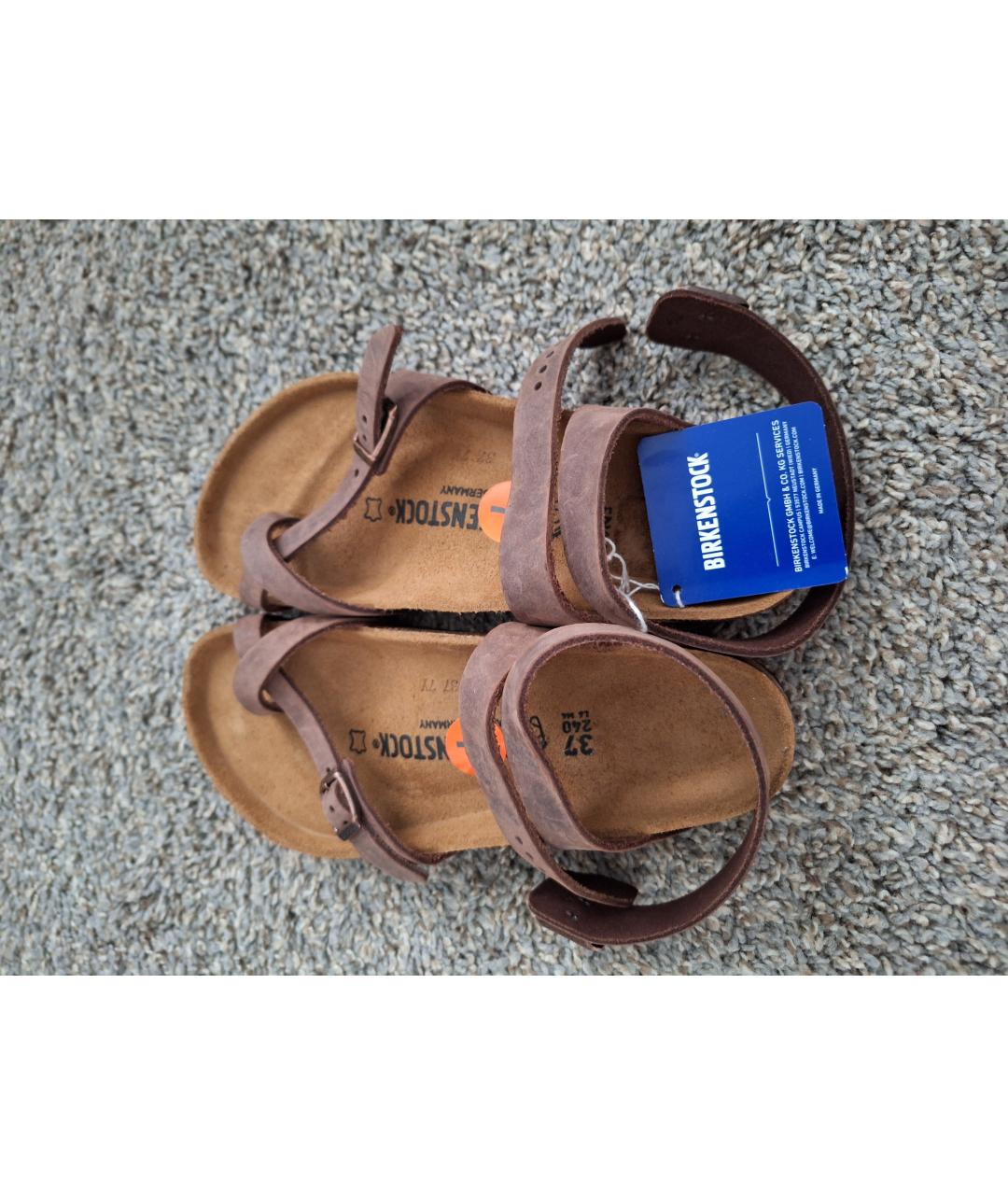 BIRKENSTOCK Коричневые кожаные сандалии, фото 5