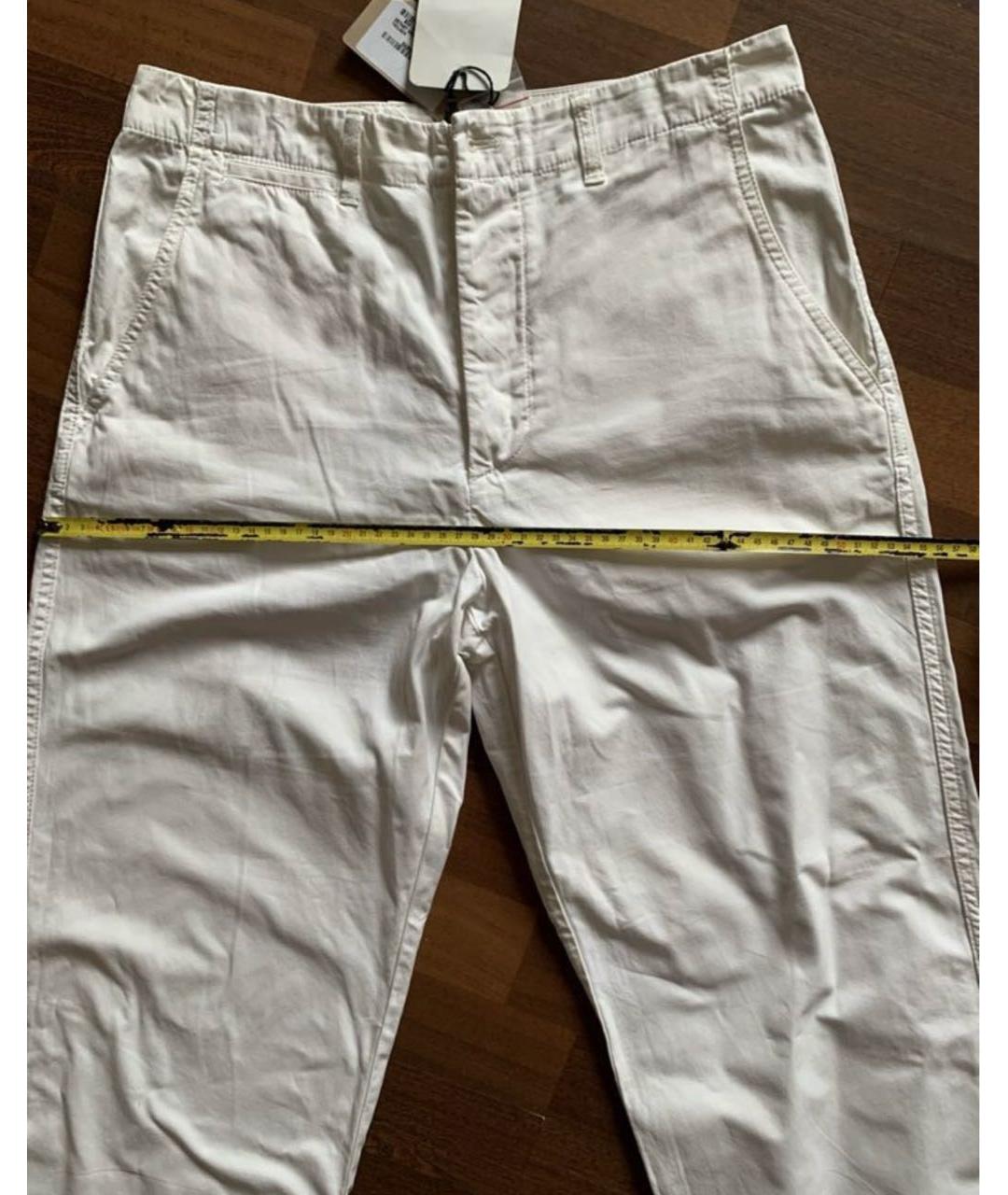 BOTTEGA VENETA Белые хлопковые прямые брюки, фото 6