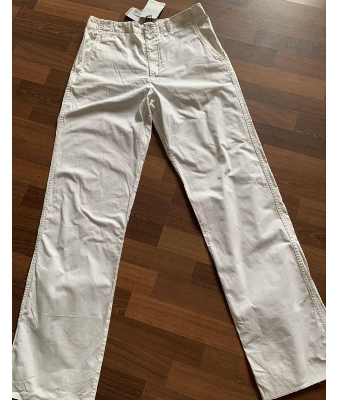 BOTTEGA VENETA Белые хлопковые прямые брюки, фото 9