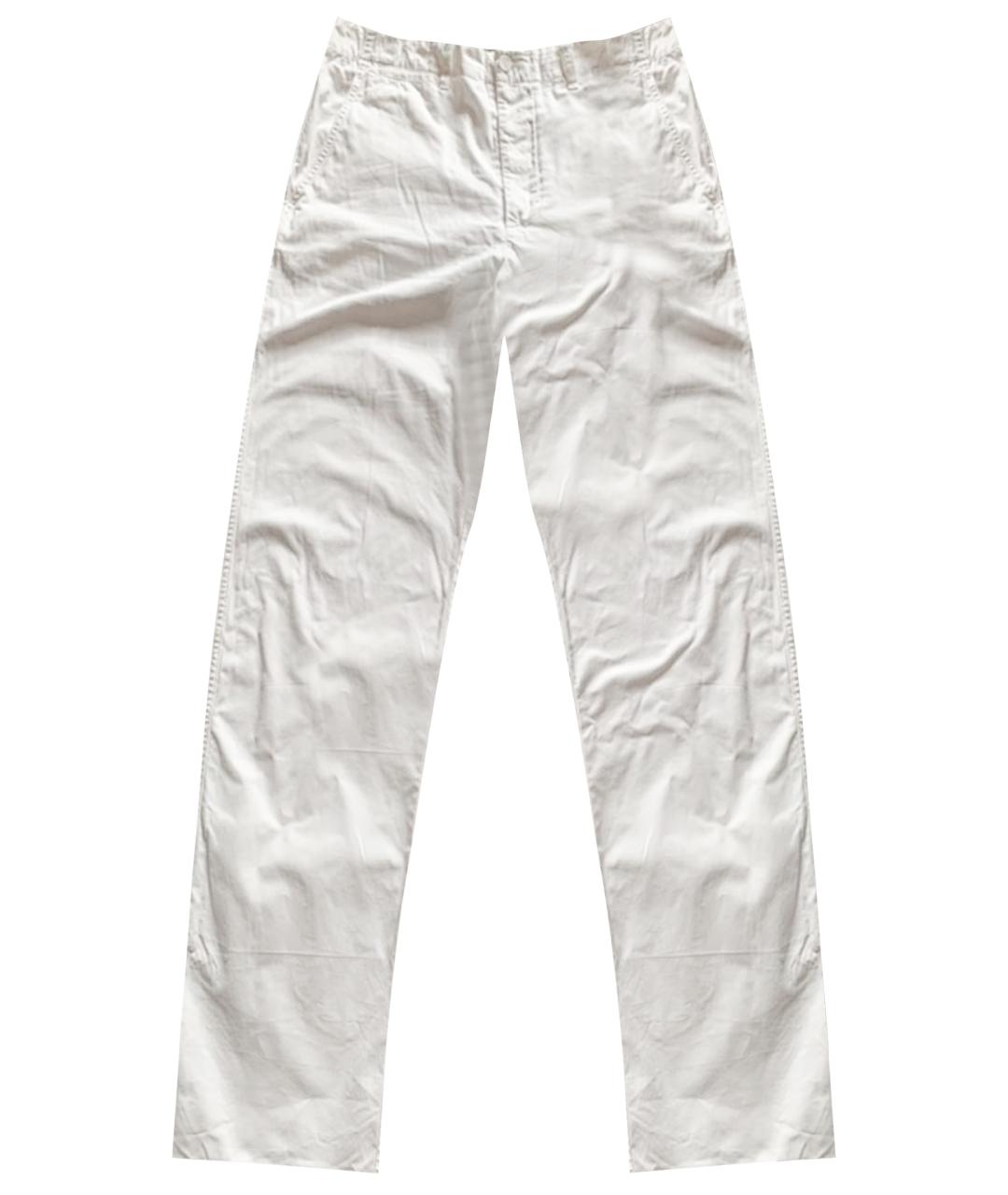BOTTEGA VENETA Белые хлопковые прямые брюки, фото 1