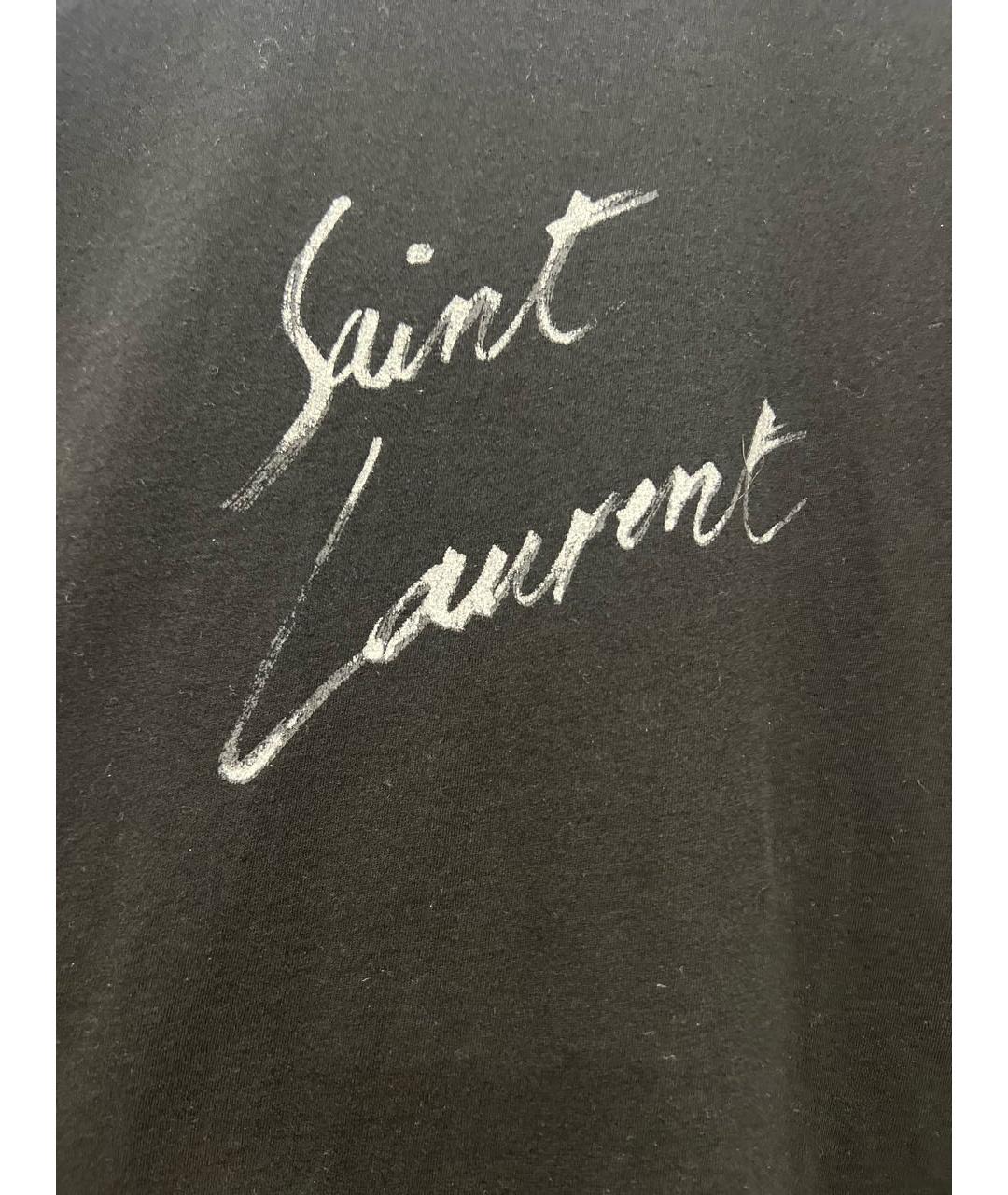 SAINT LAURENT Черная хлопковая футболка, фото 5
