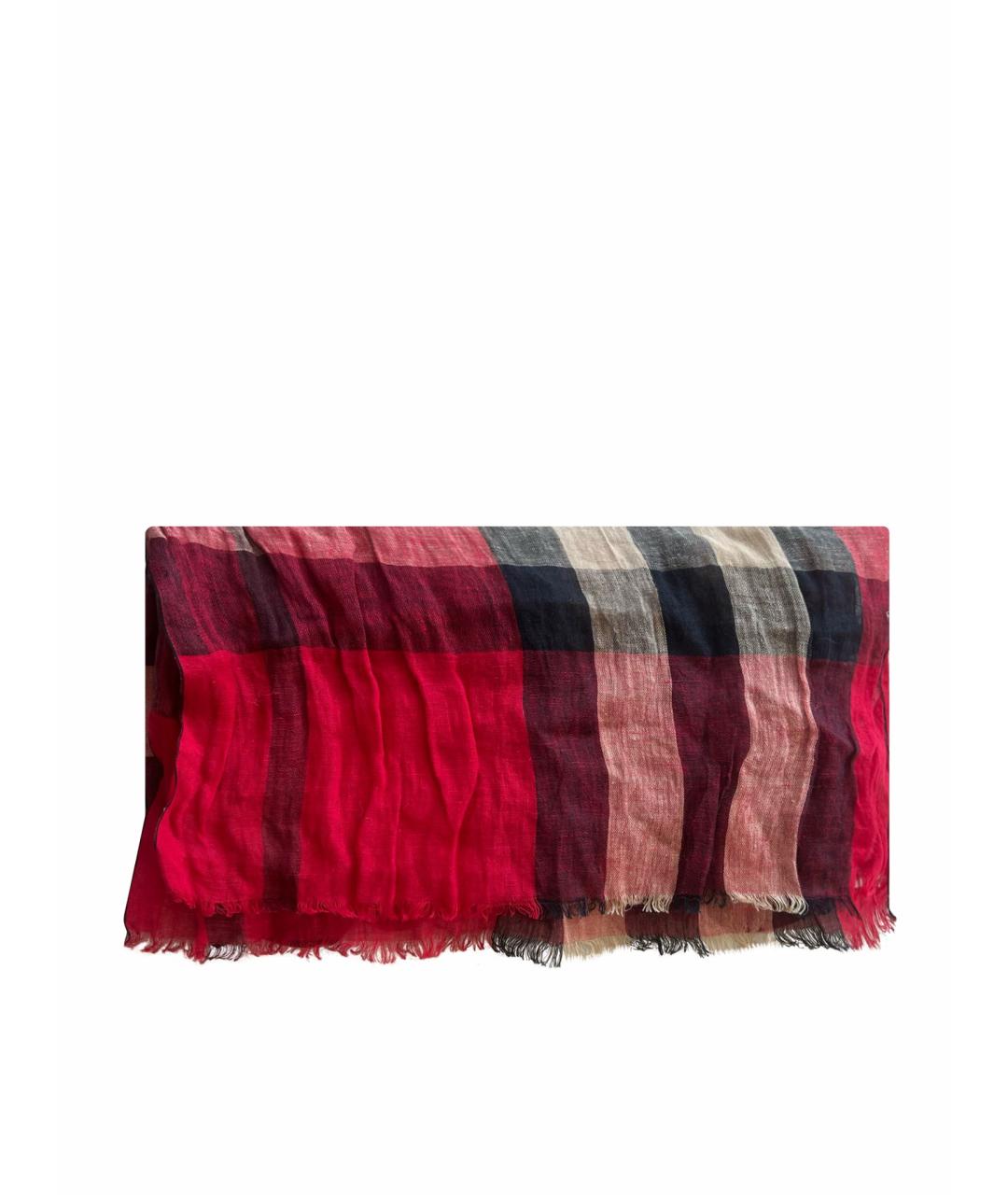 BURBERRY Красный льняной шарф, фото 1
