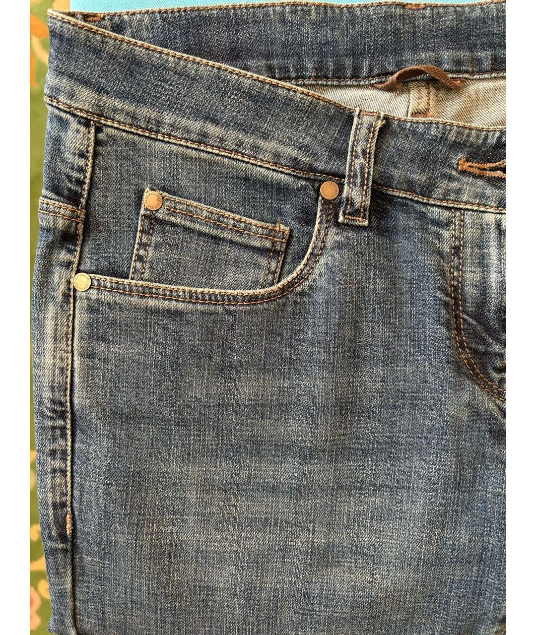 BRUNELLO CUCINELLI Голубые хлопковые прямые джинсы, фото 4