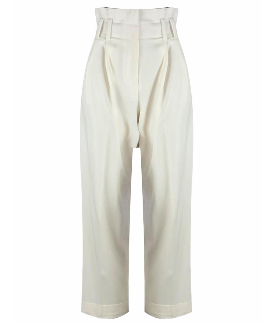 BRUNELLO CUCINELLI Белые шерстяные прямые брюки, фото 1
